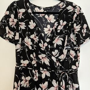 Faux-Wrap Floral Dress